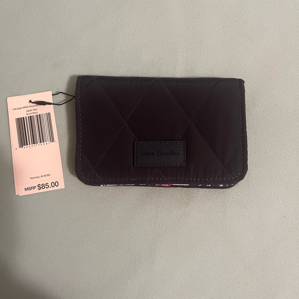 NWT Vera Bradley Small Navy Blue Ultralight RFID Bifold Wallet